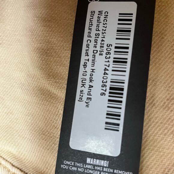 Pretty Little Thing Washed Stone Denim Hook & Eye Structured Corset Top - Picture 2 of 8